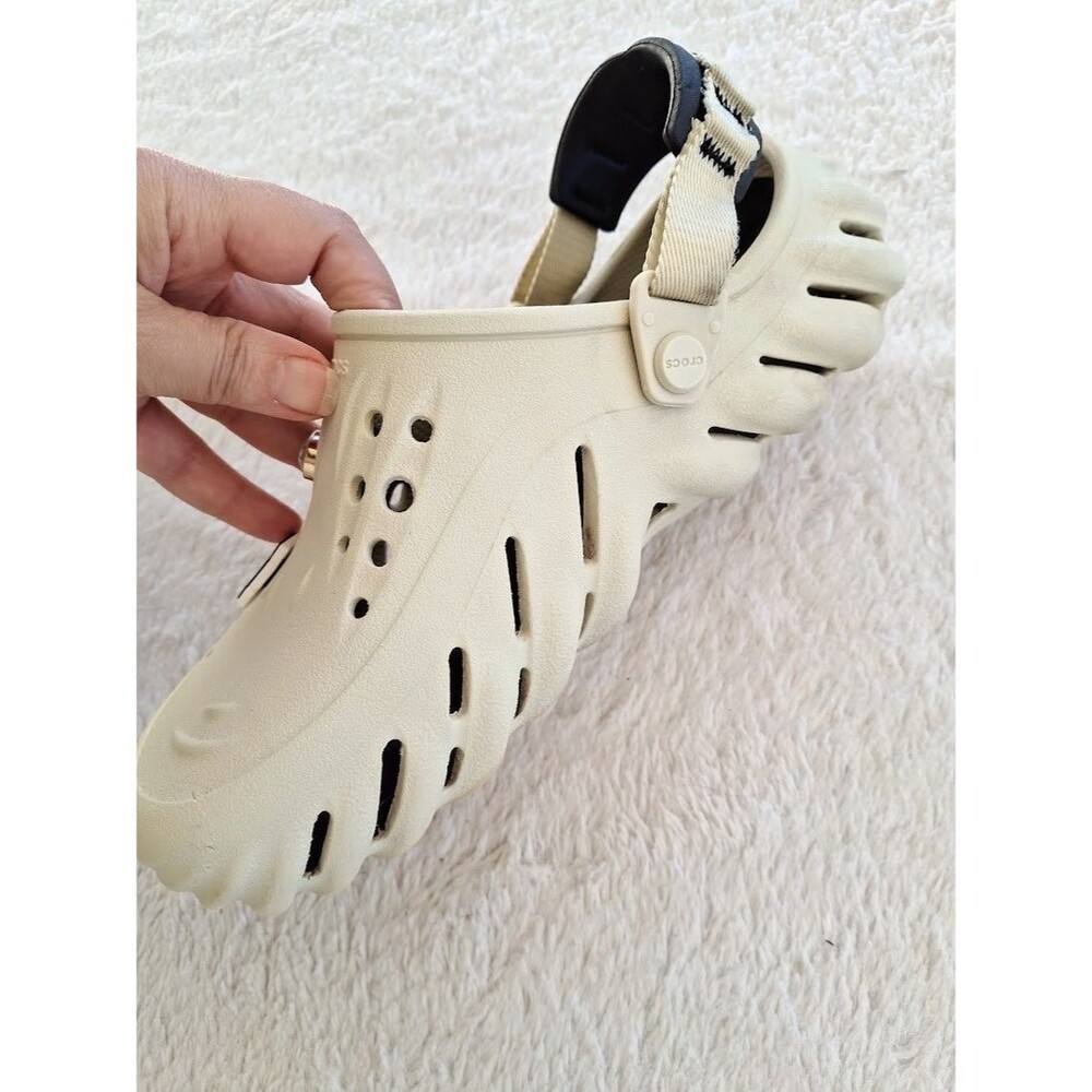Crocs Echo Clog Bone Black Womens 8 Mens 6 Sculpted Foam 207937-2YJ - Picture 11 of 13